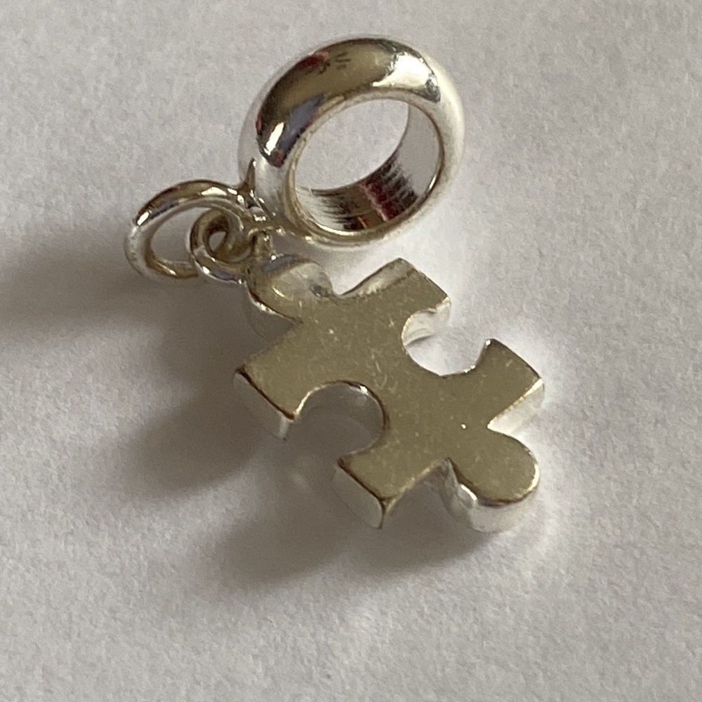 Silver tone Puzzle Piece Charm for Bracelet or Necklace